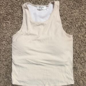 Zenana Outfitters Cream Ribbed Tank Top
